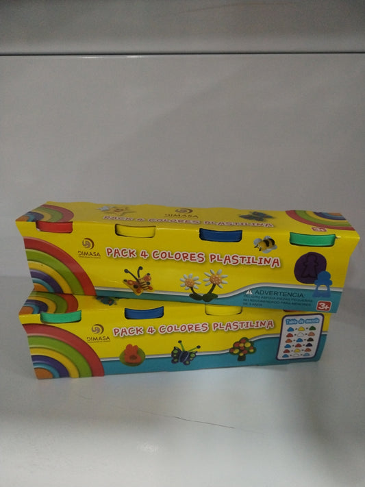 Pack de 4 colores de plastilina. Dimasa.